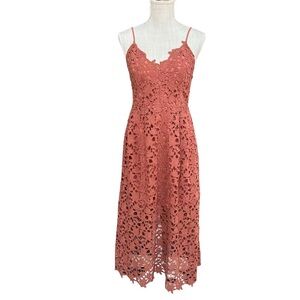 Astr Terracotta Lace Midi Dress